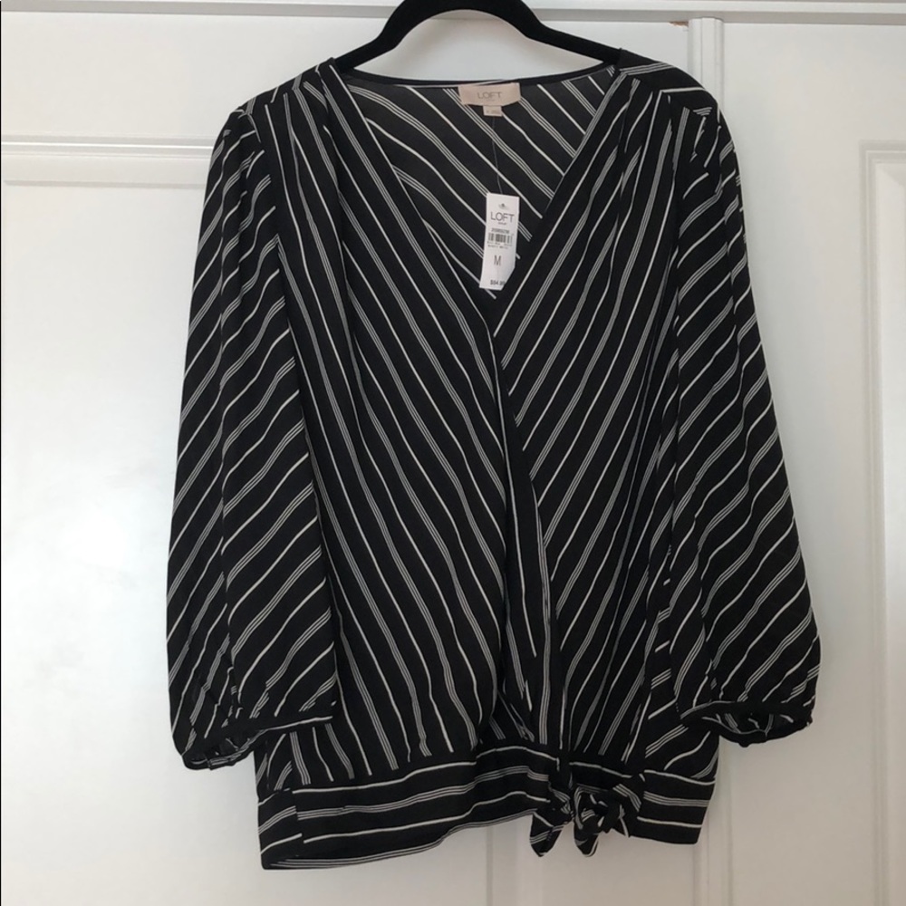 NWT LOFT outlet black and white blouse